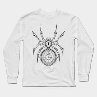 Monochrome Steampunk Mechanical Spider Long Sleeve T-Shirt